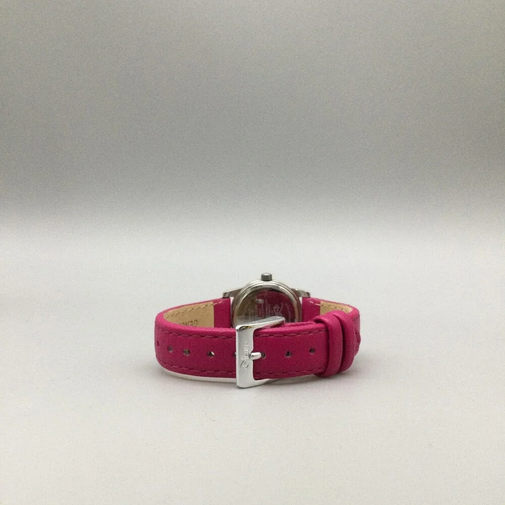 Disney Minnie Mouse Girls Watch 23mm Silver Tone Pink Leather MCO242 New Battery